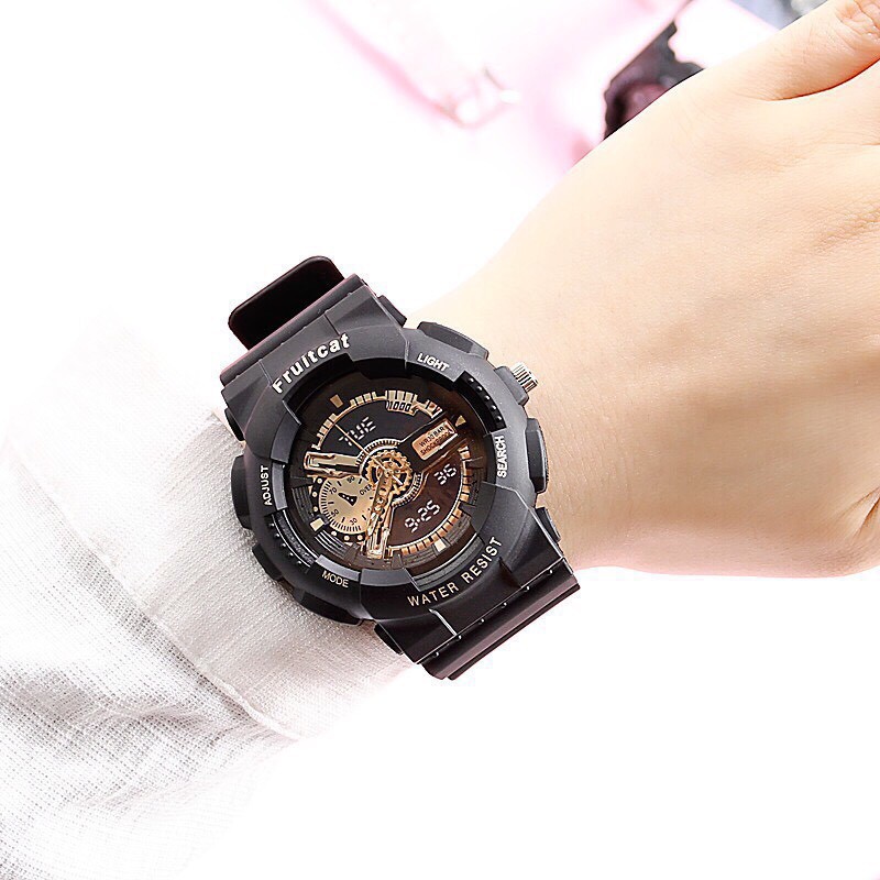 HJR MCV (Giá sỉ) Đồng hồ bắt mắt nam nữ Fruitcat chạy kim fake điện tử cá tính hai 20