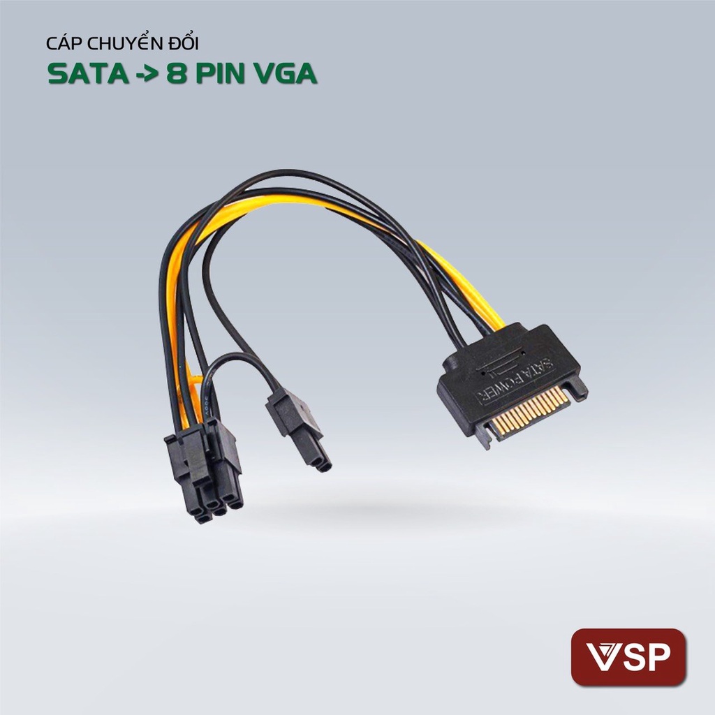 Cáp chuyển và chia nguồn 2 đầu SATA sang 8 PIN