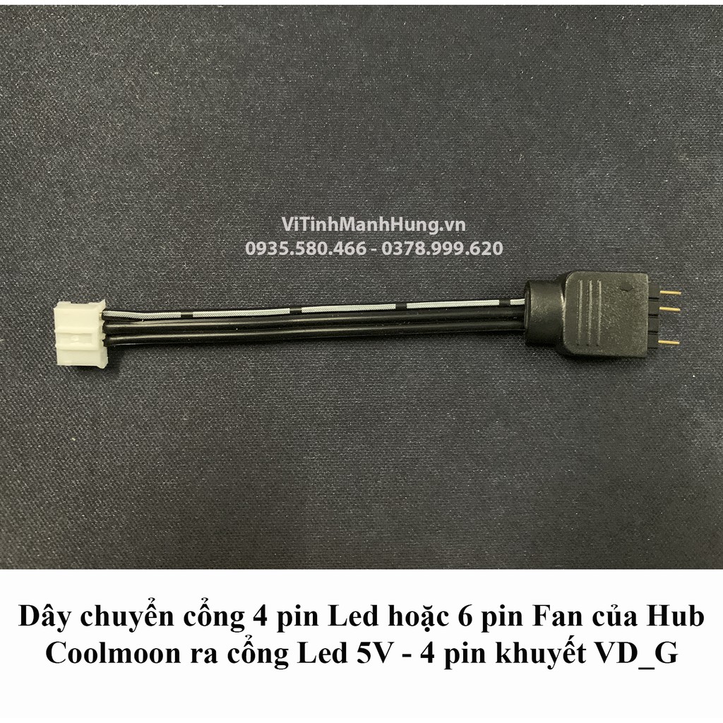 Dây chuyển cổng 4 pin Led hoặc 6 pin Fan của Hub Coolmoon ra cổng Led 5V ARGB 3 pin.