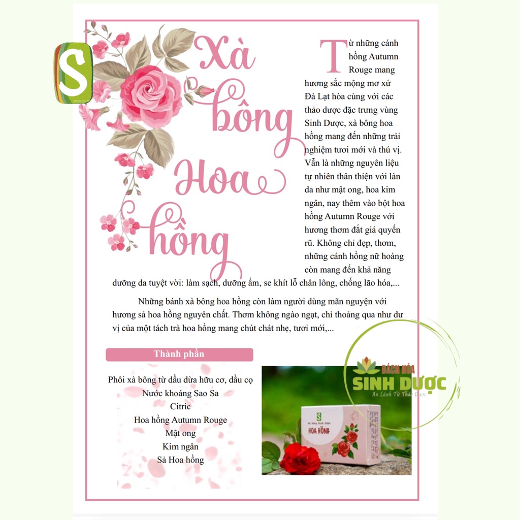 Xà Bông Hoa Hồng HTX Sinh Dược 100g