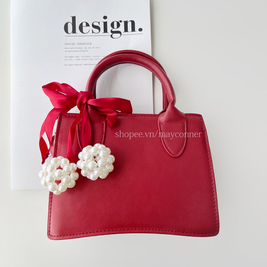 Túi xách cao cấp đỏ nơ xinh Mayconner TA1
