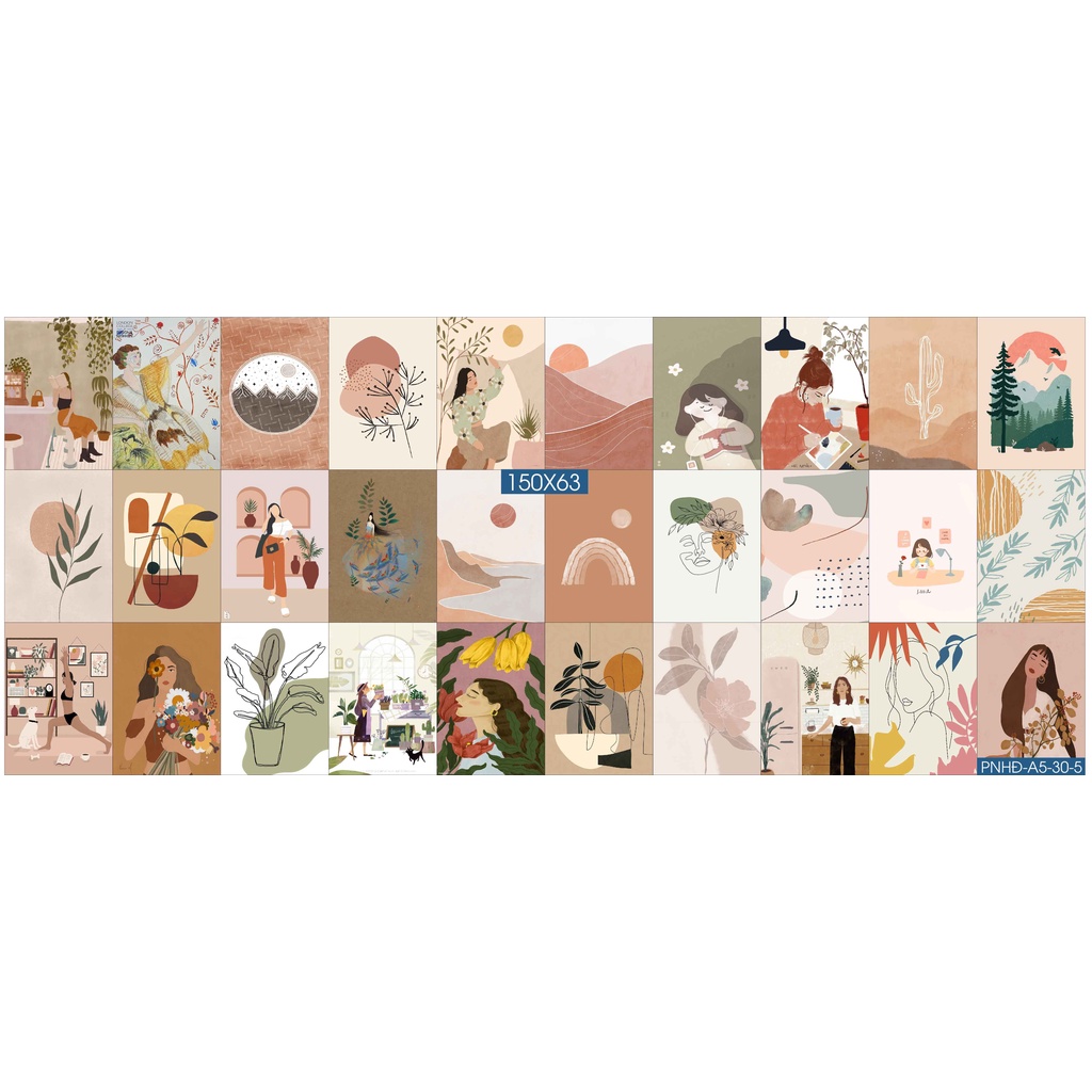 Combo Set 50 tờ Decal dán tường trang trí khổ A4,A5 - Trang trí Phòng ngủ Hiện đại PNHĐ5