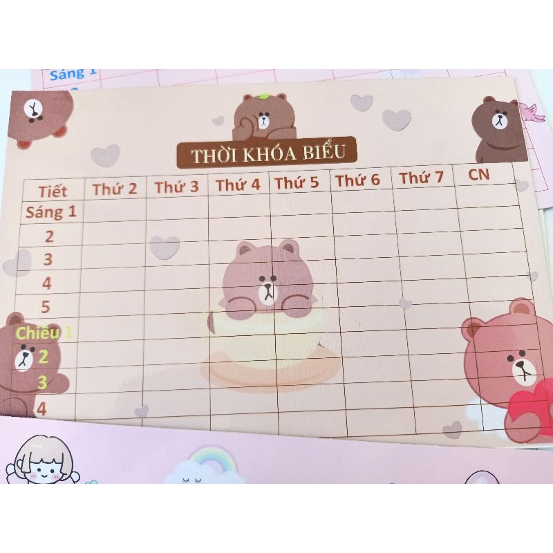 Thời khoá biểu dễ thương + tặng kèm sticker môn học