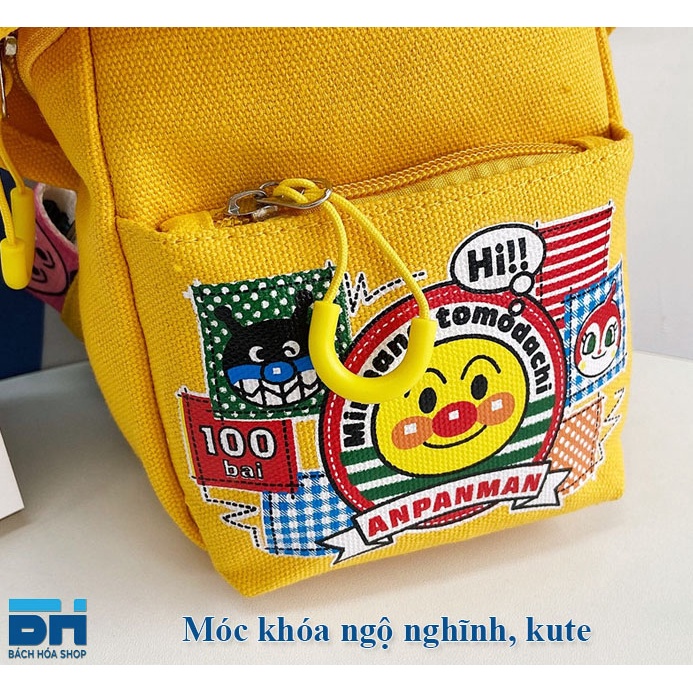 Balo, túi đeo chéo Nấm Lùn, phiên bản Hàn Quốc, in hình chú hề ngộ nghĩnh dễ thương, có lỗ cắm sạc điện thoại tiện lợi