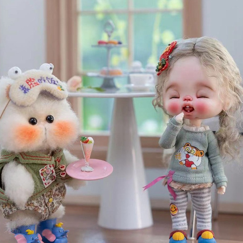 Set 2 Bàn Trà Mini Màu Đen Tỉ Lệ 1/6 Trang Trí Nhà Búp Bê