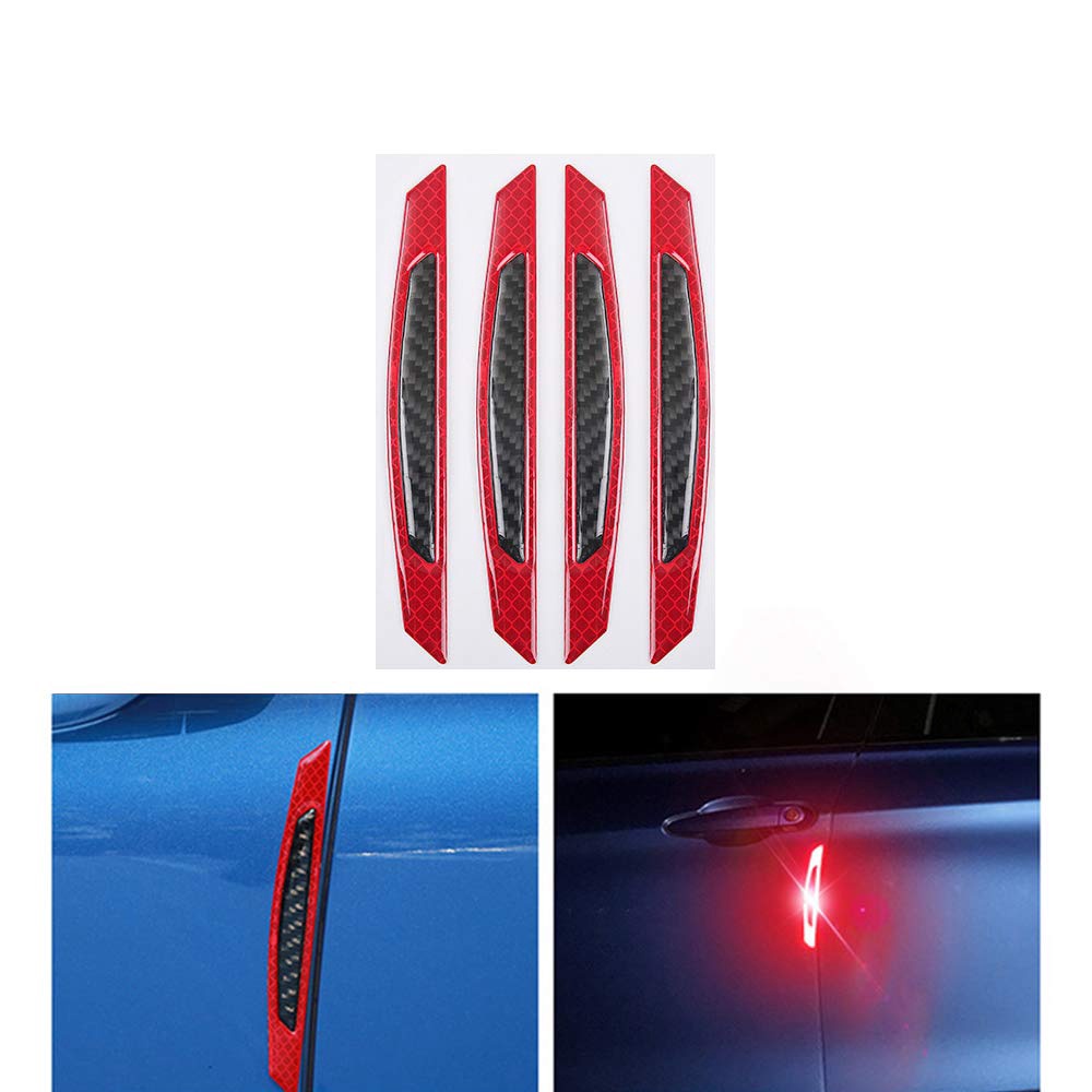 Bộ 4 Miếng Dán Sợi Carbon Phản Quang Bảo Vệ Kính Chiếu Hậu/Cửa Xe Hơi