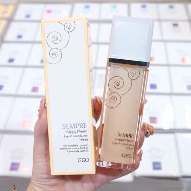 [ TẶNG MÚT TÁN KEM NỀN] Kem Nền Geo Sempre Happy & Please Liquid Foundation nâng tone trắng mịn da | BigBuy360 - bigbuy360.vn