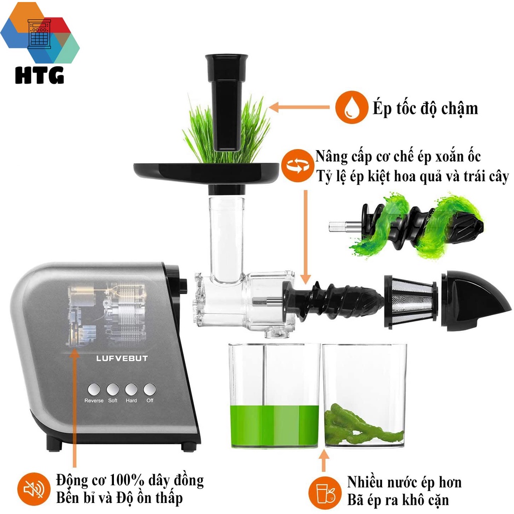 Máy Ép Chậm Ngang LUFVEBUT BP-800 hai tốc độ ép chậm biến đổi, dễ dàng vệ sinh, hàng chính hãng