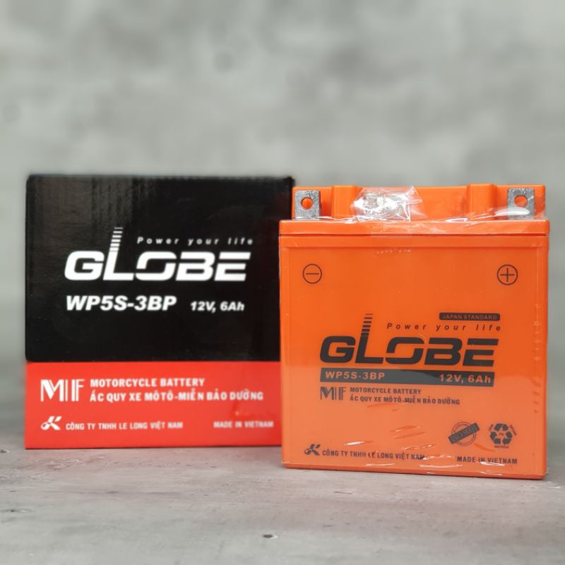 Ắc Quy Globe WP5S-3BP 12V 6Ah dành cho xe Dream, Wave, Viva, Jupiter, Sirius