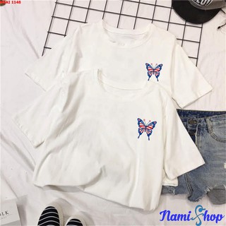 Áo thun nữ tay lỡ logo hình bướm siêu đẹp 1148