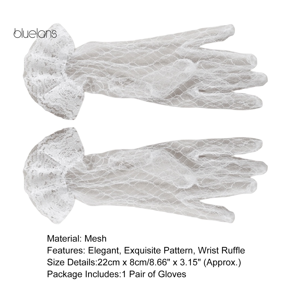1 Đôi Găng Tay Cô Dâu Vải Lưới Phối Ren Thanh Lịch