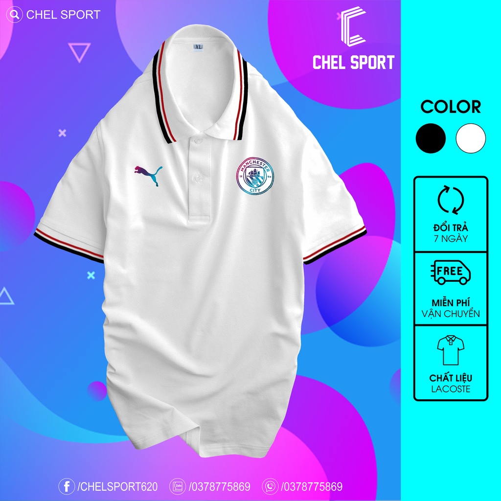 Áo polo 2V cao cấp Man City gradient [ẢNH THẬT]