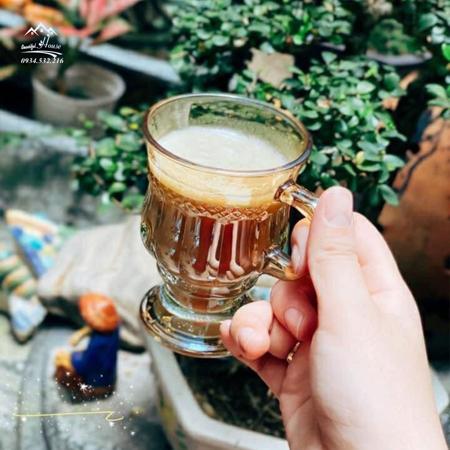 Cốc Thuỷ Tinh Vintage Độc Lạ Dễ Thương Phong Cách Châu Âu Uống Trà Cà Phê Ly Có Quai