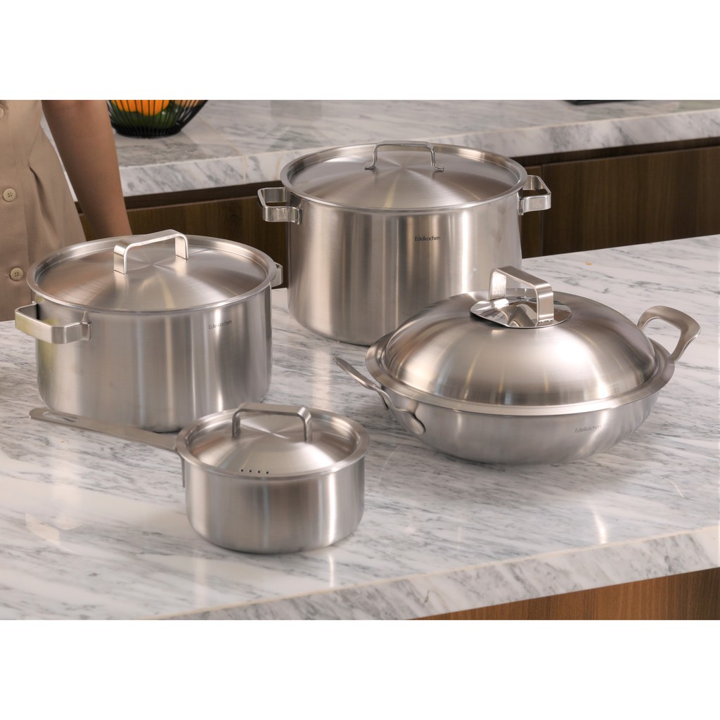 [Chính hãng Edelkochen] Bộ 2 Nồi Tango size vừa & lớn 24cm - 26cm chất liệu Inox 3 lớp