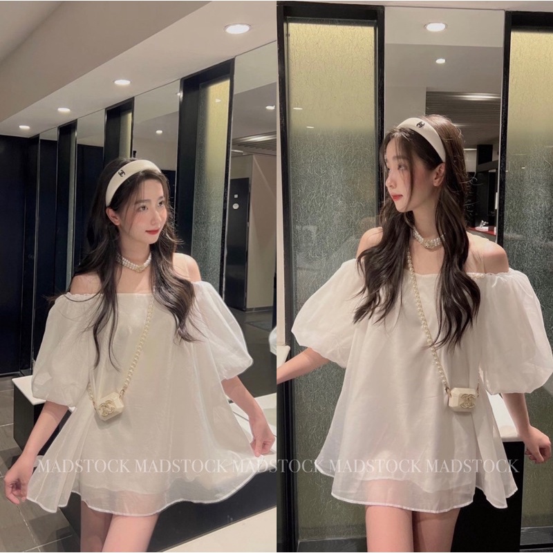 ÁO TRẮNG TRỄ VAI TAY BỒNG *ALICE* DÁNG BỒNG NHẸ NHÀNG  Áo Đi biển