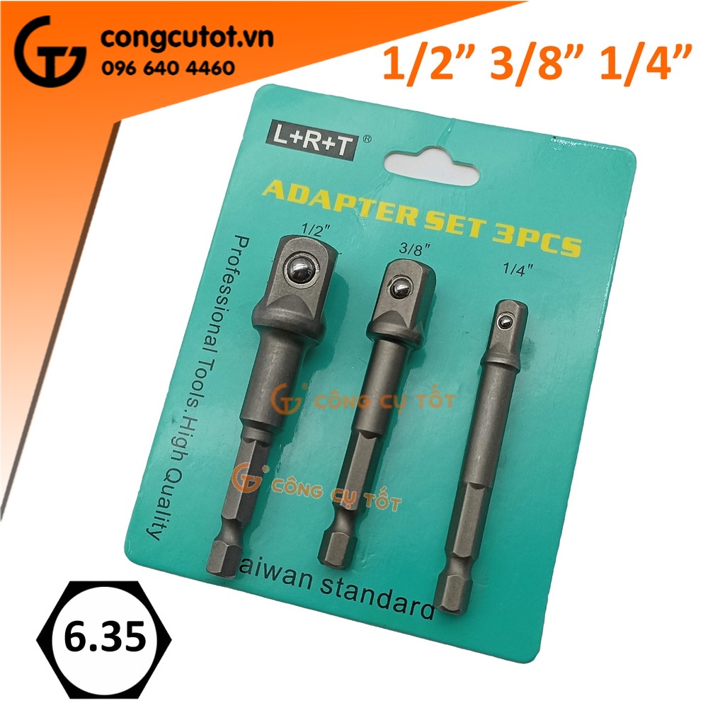 Bộ 3 vặn khẩu ¼ - ⅜ - ½ chuôi lục LRT dài 65mm