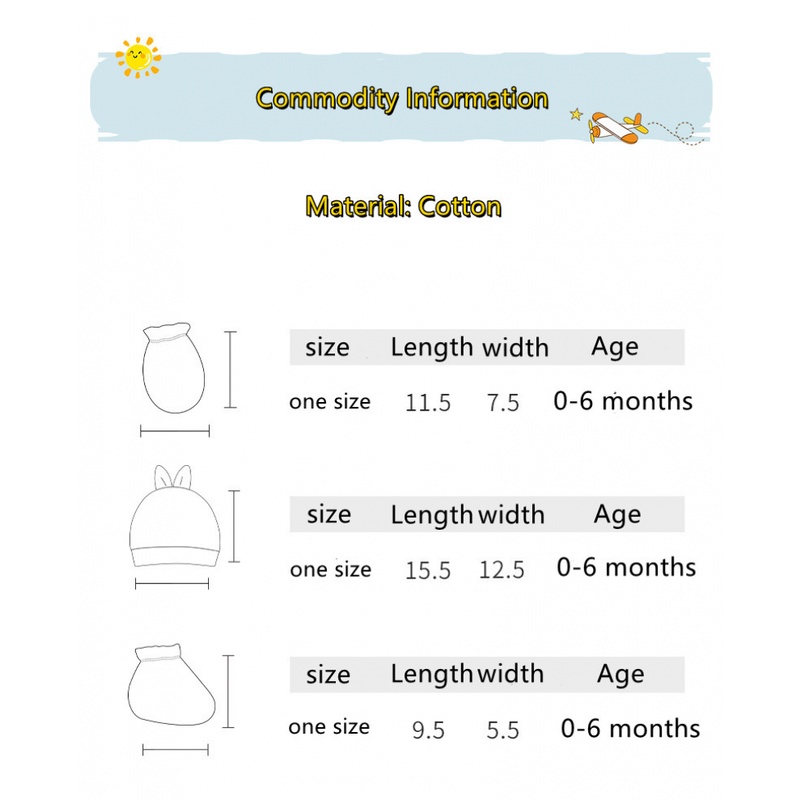 Set 9 món đồ gồm nón + găng tay + vớ chân dễ thương cho bé sơ sinh 0-6 tháng tuổi