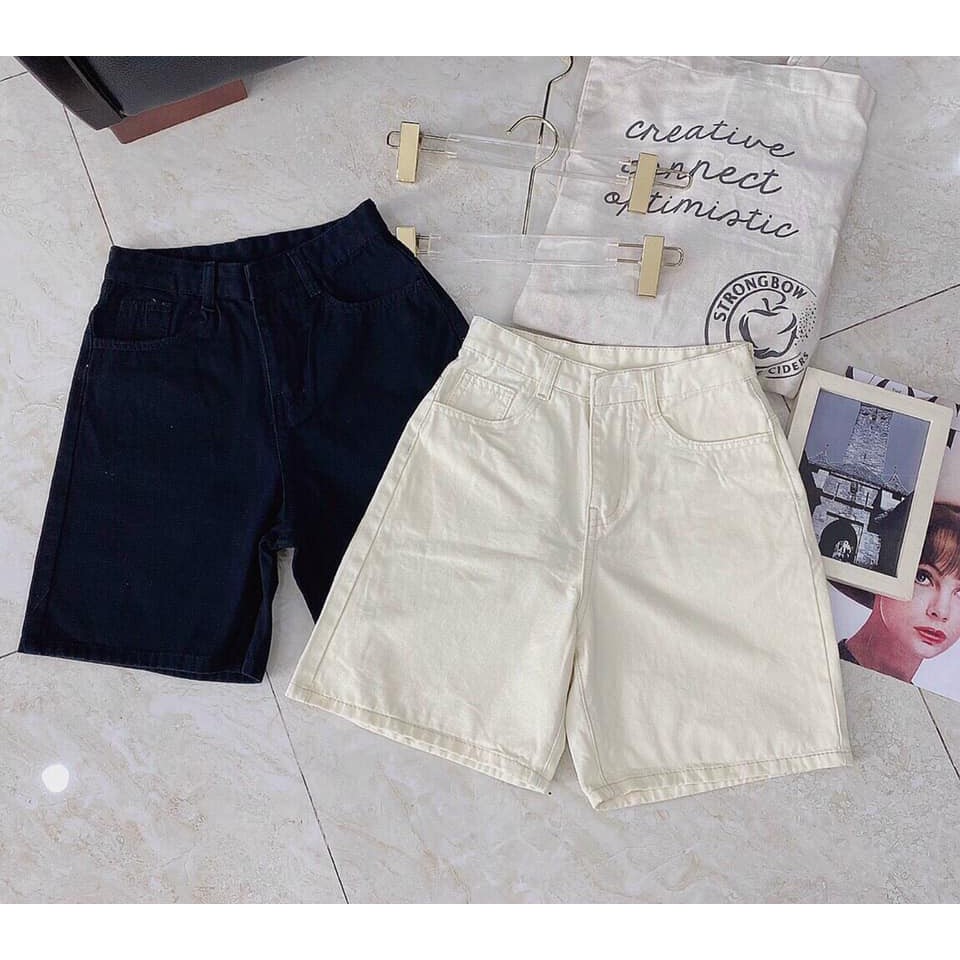 Quần Ngố Jean Nữ Ống Rộng Lưng Cao BASIC 3 Màu Phong Cách Ulzzang Hàn Quốc 520
