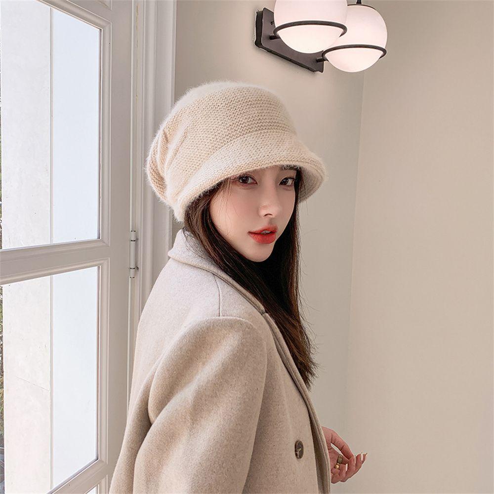 Mũ Beanie Lông Thỏ Dày Mềm Mại Ấm Áp Chống Gió