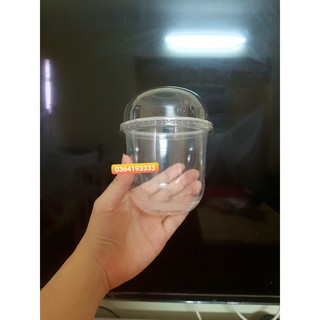 100 Cốc Nhựa Chữ U Kèm Nắp Cầu 360ml