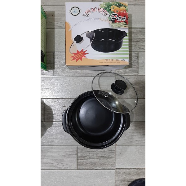 Nồi Đất Sứ Tráng Men Nắp Kính Cao Cấp 0,5L 1L 1L5 2L. Nồi nấu mỳ cay lòng cạn 7in 8in lòng cạn