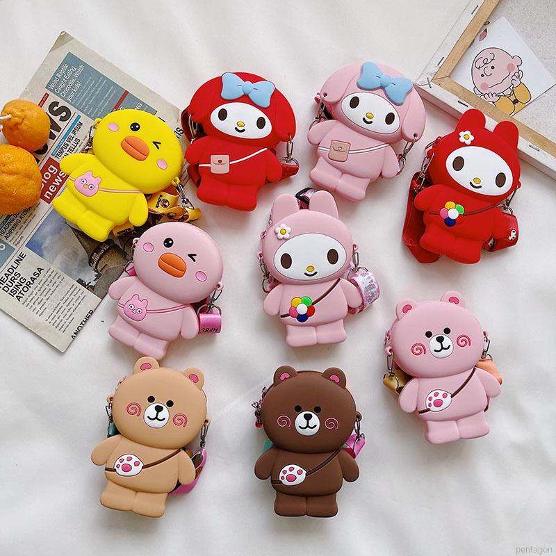 Túi đeo chéo bằng silicon kiểu hoạt hình dễ thương cho mẹ và bé