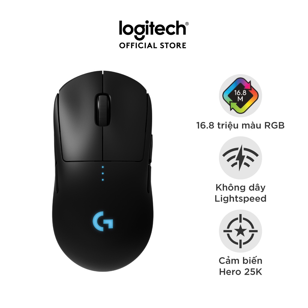 Mã ELLOGIWL4 giảm 10% đơn 500K] Chuột game không dây Logitech G Pro Wireless - Nhẹ, cảm biến Hero 25k, RGB Lightsync