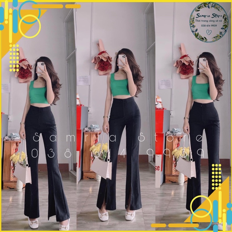 Quần Tây ống loe xẻ gấu hót lưng cao tôn dáng chất tuyết mưa đẹp mã 338