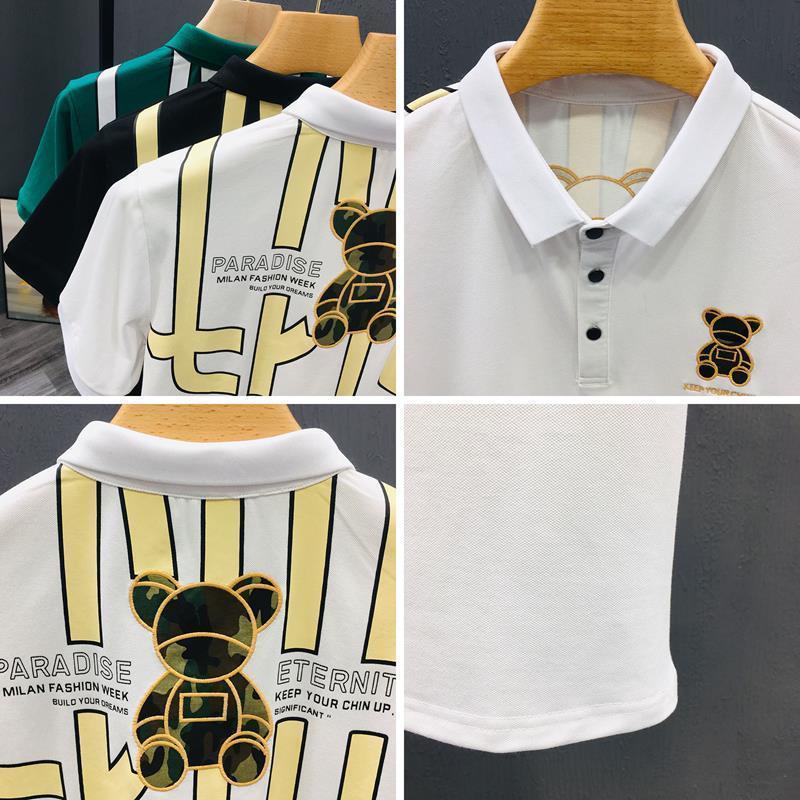Áo polo Tay Ngắn In Hình Gấu Nhỏ Dễ Thương Cho Nam