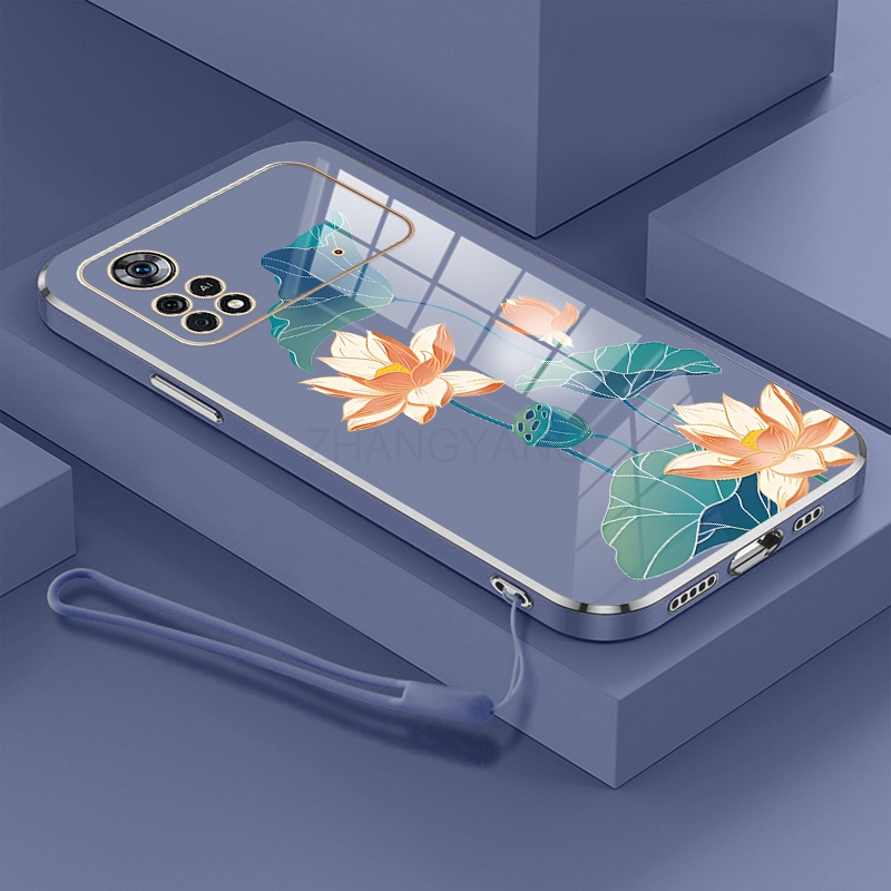 ốp lưng poco m4 pro 4g poco x4 pro 5g ốp điện thoại poco m4 pro 4g poco x4 pro 5g Ốp Điện Thoại TPU Dẻo Mạ Màu Họa Tiết Hoa Sen Sang Trọng