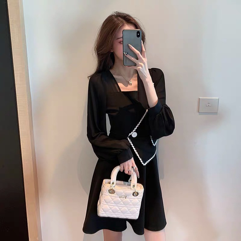 Đầm xoè dự tiệc cổ cách điệu viền mới lạ 2021 cuốn hút - Thời trang VADA - Đ18 | BigBuy360 - bigbuy360.vn