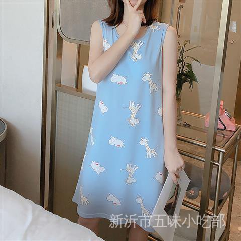 Đầm Ngủ Sát Nách Dáng Rộng In Hoạt Hình Kiểu Hàn Quốc Thời Trang Mùa Hè Cho Nữ