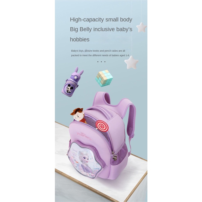 ♛Ba Lô Đi Học Chống Thất Lạc Cỡ Lớn Họa Tiết Disney Xinh Xắn Dành Cho Bé 3-6 Tuổi