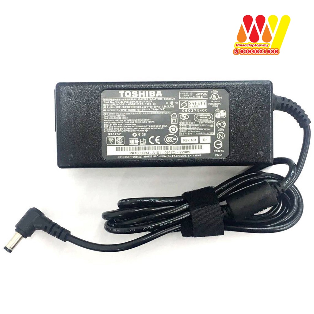 [BH 1 đổi 1] Sạc Laptop Toshiba 19V - 4.74A - 90W Adapter Kèm dây Nguồn - NEW