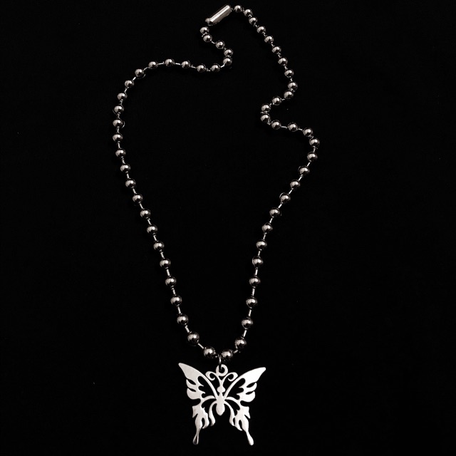Vòng Cổ Ball Chain Hình Bướm Thép Titan Chống Gỉ, Vòng Cổ Nam Nữ Dạng Bi