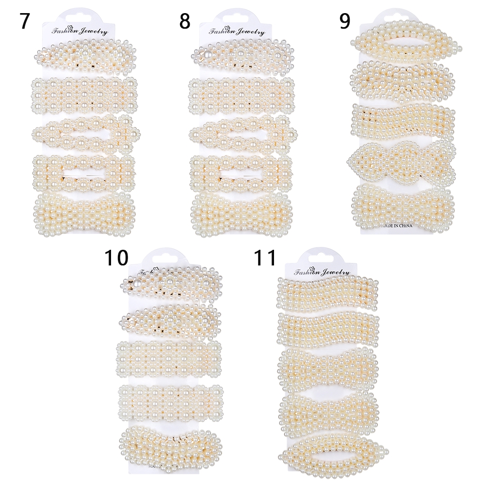 Set 5 kẹp tóc đính ngọc trai phong cách Hàn Quốc cho nữ