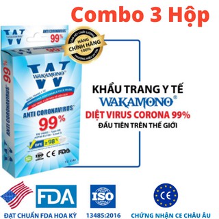 [COMBO 3 Hộp] Khẩu Trang Y Tế Wakamono Chính Hãng 4 Lớp Kháng Khuẩn Chống Bụi Mịn Diệt Virus Corona 99% Người Lớn