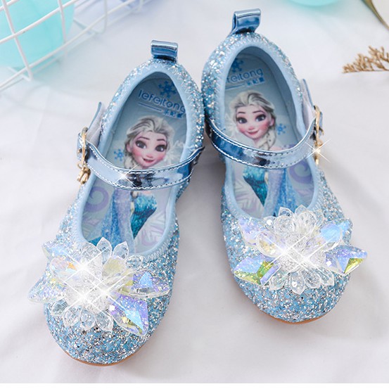 Girls Shoes Frozen 2 Elsa Anna Crystal Shoes Flat Soft Bottom Children Princess Shoes