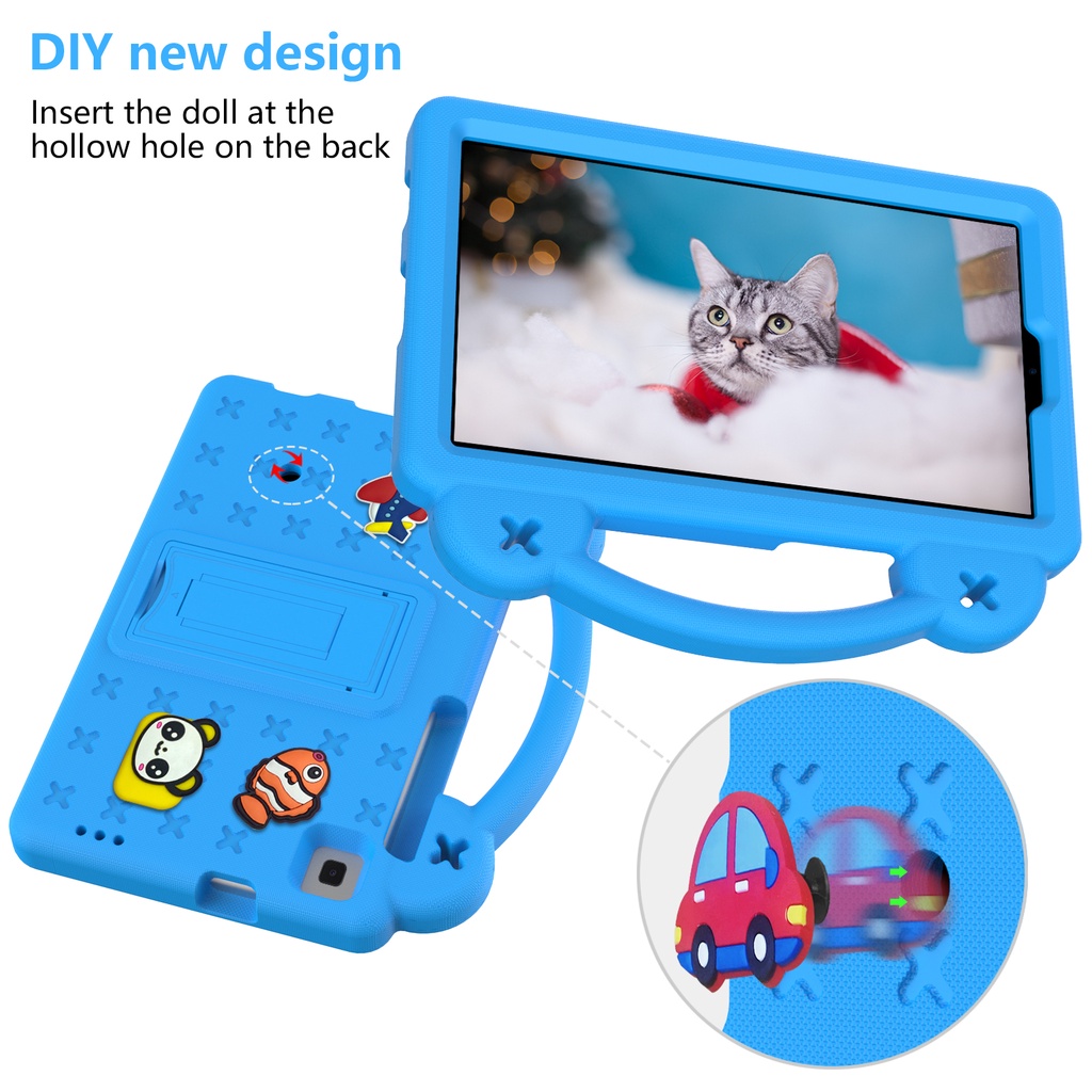 For Samsung Galaxy Tab A7 Lite 8.7 2021 SM-T220 T225 10.4 inch SM-T500 T505 T507 Cute Cartoon Pattern Kids Shockproof EVA Stand Case With Hand Holder Tablet Cover