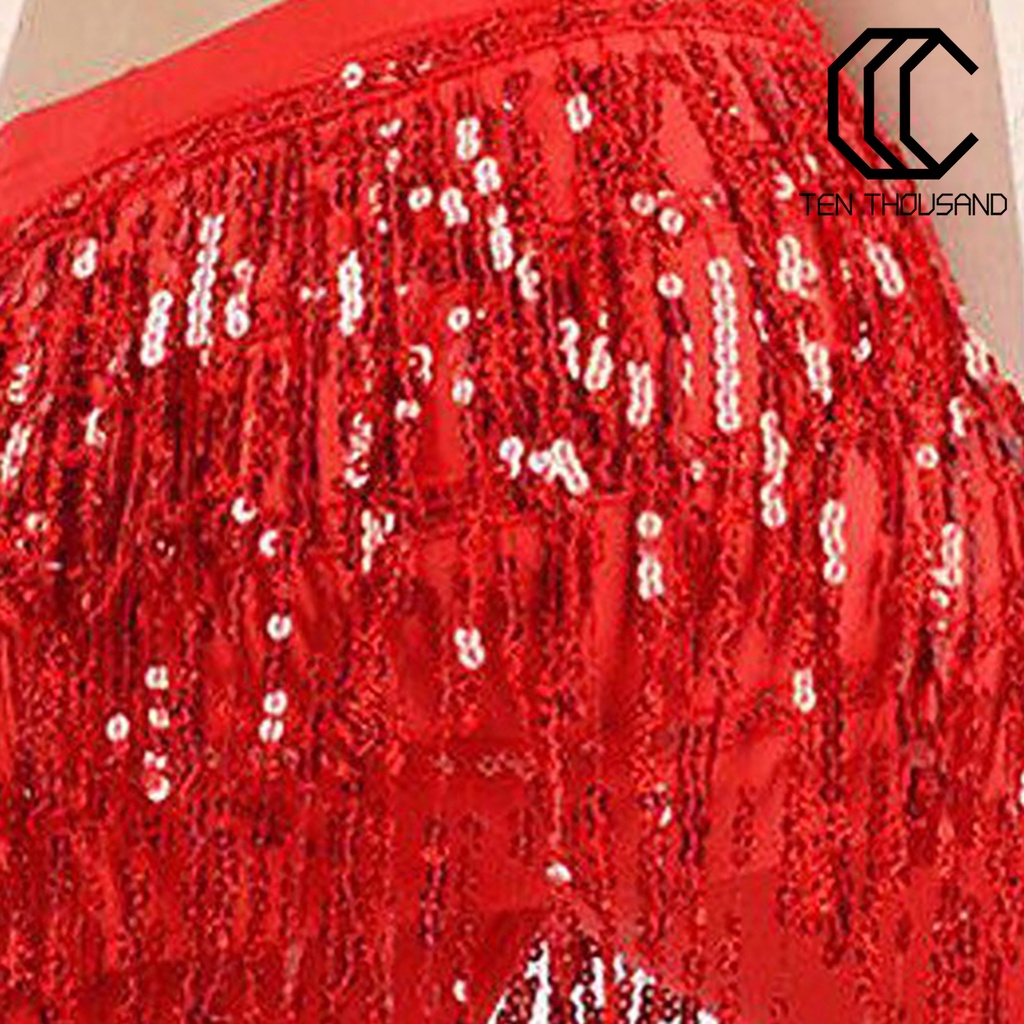 ✧Khăn Choàng Hông Múa Bụng Đính Kim Sa Lấp Lánh