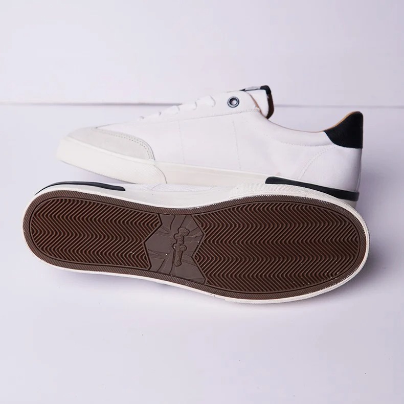 Giày đế bằng xuất dư Anh pepe jeans - Trắng gót Đen