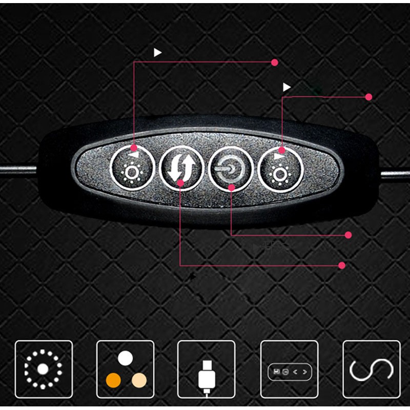 Giá đỡ 2 điện thoại live tream để bàn , Led ring 14cm_RE0341