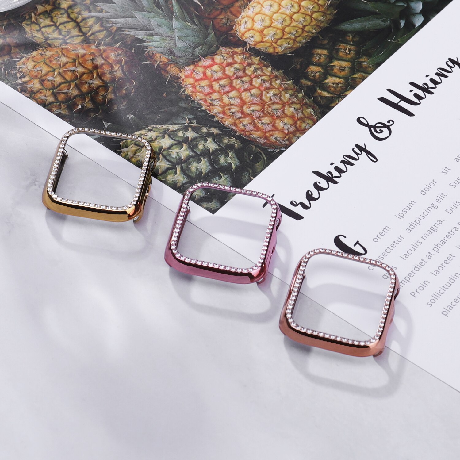 Diamond Case for Apple Watch  6 5 4 Series 44mm 40mm Screen Protective Cover PC Watch Case