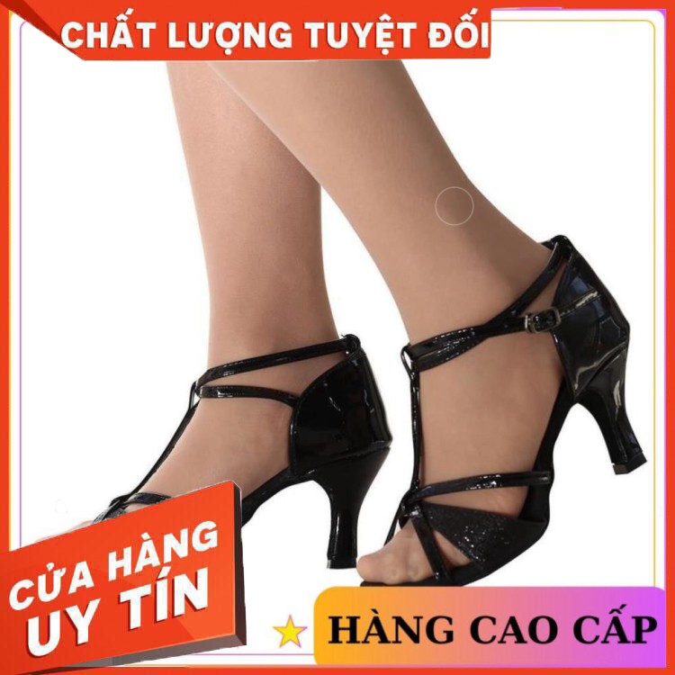 HÀNG CAO CẤP -  [ HÀNG LOẠI 1 ] Giày khiêu vũ ánh kim cực xinh mẫu mới 5,5cm -màu đen  - Hàng Cao Cấp