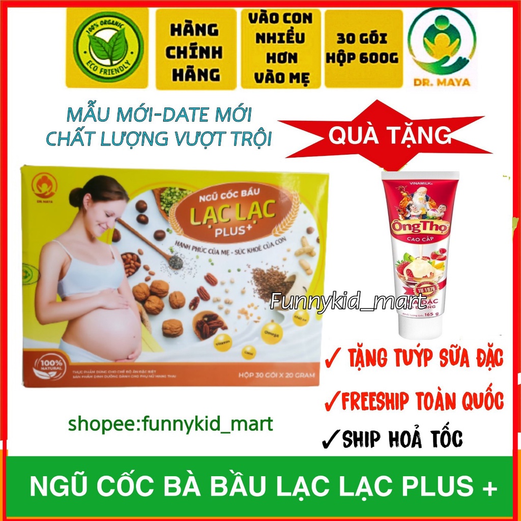 Ngũ cốc bầu Lạc Lạc 600g siêu dinh dưỡng,gói tiện lợi thơm ngon (Hộp 30 Gói) tặng sữa