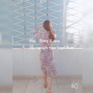 Đầm maxi hoa vải voan cao cấp có lót trong