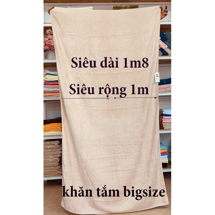 KHĂN TẮM CỠ ĐẠI, KHĂN BIG SIZE SIÊU TO 1Mx1M8, KHĂN COTTON 100% nguyên liệu tự nhiên an toàn thấm hút