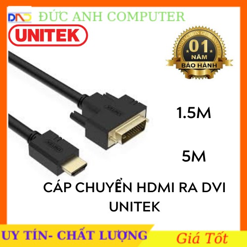 Cáp Chuyển HDMI Ra DVI 24+1 UNITEK Dài 1,5M,5M YC217A,YC220A thumbnail