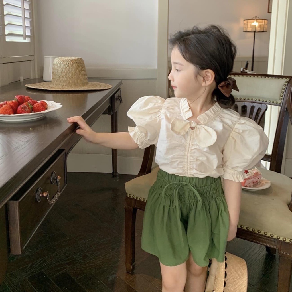 Set bé gái Melisa áo sơ mi mix quần váy xòe siêu xinh