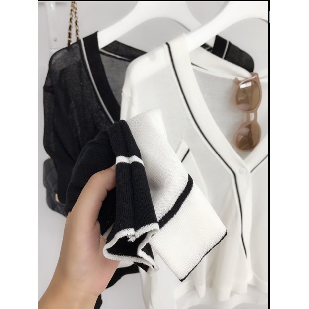A6 Áo khoác cardigan len mỏng cổ V dài tay (sẵn màu trắng) | BigBuy360 - bigbuy360.vn